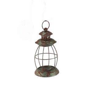 Rustic Distressed Metal Vintage Lantern Candle Sconce, Red